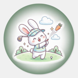 Cute Kawai Bunny Golfer Sport ラウンドシール