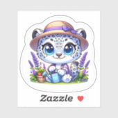 Cute Kawai Flower Gardening Snow Leopard Stickers シール (シート)