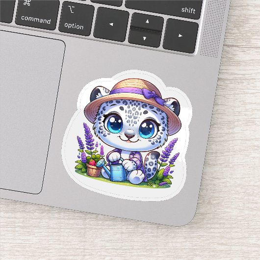 Cute Kawai Flower Gardening Snow Leopard Stickers シール (詳細)