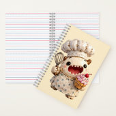 Cute Kawaii 3D Clay Monster Chef Baking Cupcake No ノートブック (内側)