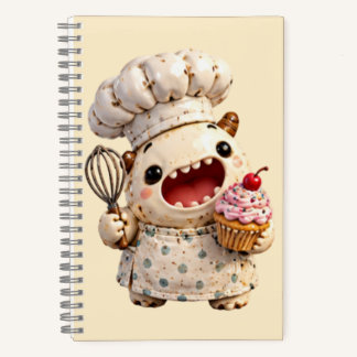 Cute Kawaii 3D Clay Monster Chef Baking Cupcake No ノートブック