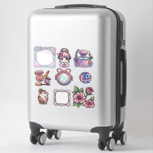 Cute Kawaii Aesthetic Sticker Bundle – Frames, Bea シール (スーツケース)