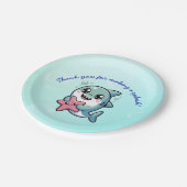 Cute Kawaii and Starfish Shark Baby Shower ペーパープレート (アングル)