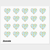 Cute Kawaii Animal Bath Time Pattern | Blue Pastel ハートシール (シート)