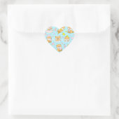 Cute Kawaii Animal Bath Time Pattern | Blue Pastel ハートシール (バッグ)