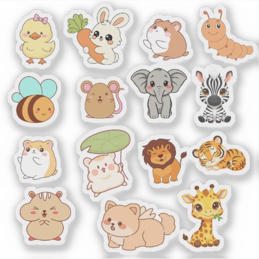 Cute Kawaii Animal Sticker Pack シール (正面)
