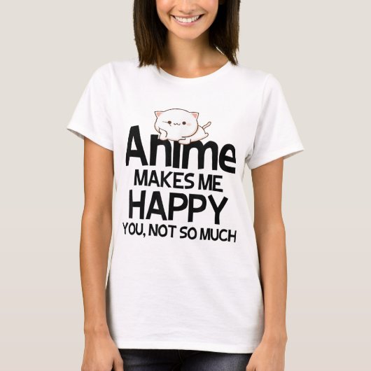 Cute Kawaii Anime Cat Joke Design Tシャツ (正面)