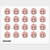 Cute Kawaii Anime Girl Face Sticker ラウンドシール (シート)