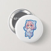 Cute Kawaii Anime Girl Sticker 缶バッジ (正面&裏面)