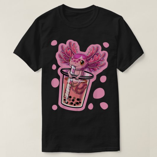 Cute Kawaii Aolotl Bubble Tea Japanese Anime Women Tシャツ (デザイン正面)