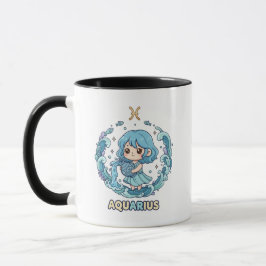 Cute Kawaii Aquarius Zodiac Sign マグカップ