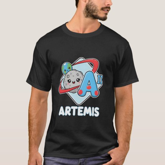 Cute Kawaii Artemis II NASA Moon Mission Tシャツ (正面)