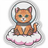 Cute Kawaii Astronaut Cat Sticker - Space Lover Gi シール (正面)