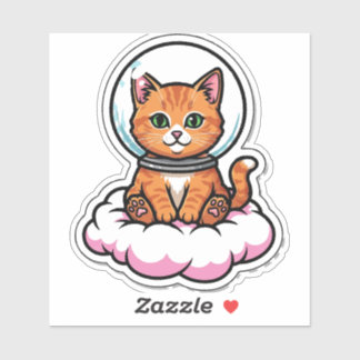 Cute Kawaii Astronaut Cat Sticker - Space Lover Gi シール