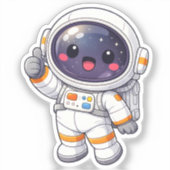 Cute Kawaii Astronaut Thumbs Up Vinyl Sticker シール (正面)
