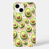 Cute Kawaii Avocado and Pink Hearts Pattern Sweet  Case-Mate iPhoneケース (裏面)