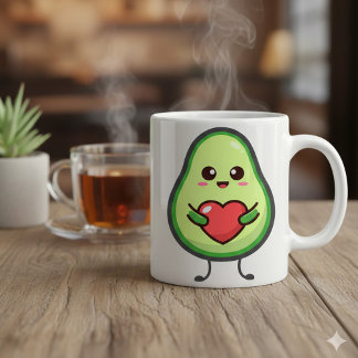 Cute Kawaii Avocado Heart Love - Adorable Healthy  ツートーンマグカップ