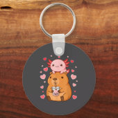 Cute Kawaii Axolotl Capybara Bubble Tea Boys Girls キーホルダー (正面)