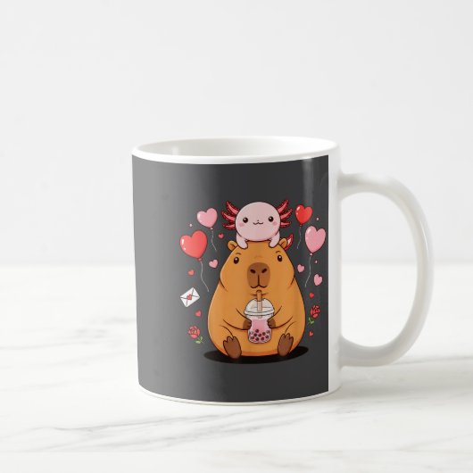 Cute Kawaii Axolotl Capybara Bubble Tea Boys Girls コーヒーマグカップ (右)