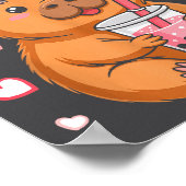 Cute Kawaii Axolotl Capybara Bubble Tea Boys Girls ポスター (角)