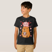 Cute Kawaii Axolotl Capybara Bubble Tea Boys Girls Tシャツ (正面フル)
