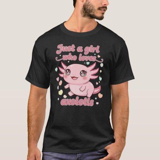Cute Kawaii Axolotl Girl Design Tシャツ (正面)