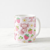 Cute Kawaii Axolotl & Strawberry Seamless Pattern コーヒーマグカップ (正面右)