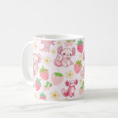 Cute Kawaii Axolotl & Strawberry Seamless Pattern コーヒーマグカップ (正面左)