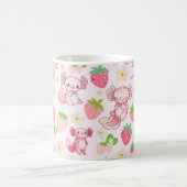 Cute Kawaii Axolotl & Strawberry Seamless Pattern コーヒーマグカップ (中央)