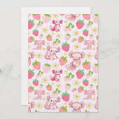 Cute Kawaii Axolotl & Strawberry Seamless Pattern 招待状 (正面/裏面)