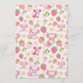 Cute Kawaii Axolotl & Strawberry Seamless Pattern 招待状 (正面)