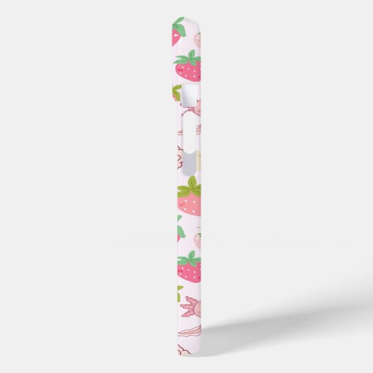 Cute Kawaii Axolotl & Strawberry Seamless Pattern Case-Mate iPhoneケース (裏面 / 左)