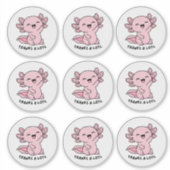 Cute Kawaii Axolotl Thank You Sticker Sheet  シール (正面)