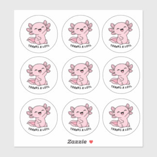 Cute Kawaii Axolotl Thank You Sticker Sheet  シール