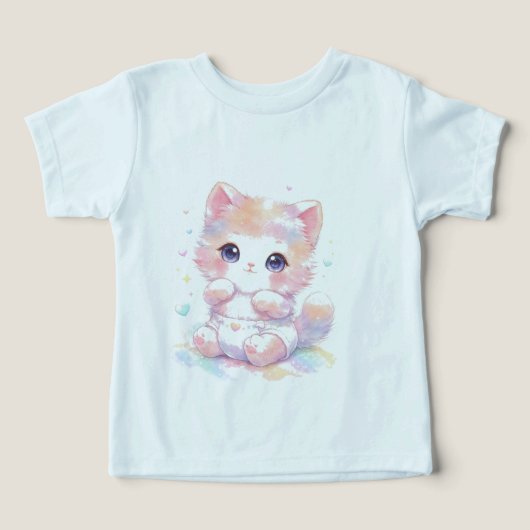 Cute Kawaii Baby Cat T-Shirt | Toddler Rainbow Kit (デザイン正面)