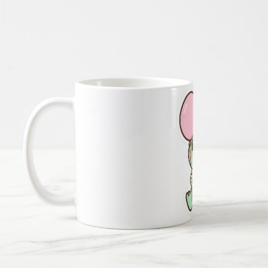 Cute Kawaii Baby Dinosaur with Balloon Mug コーヒーマグカップ (左)