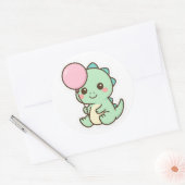 Cute Kawaii Baby Dinosaur with Balloon Sticker ラウンドシール (封筒)