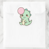 Cute Kawaii Baby Dinosaur with Balloon Sticker ラウンドシール (バッグ)