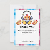 Cute Kawaii Baby-Q Gender Reveal Party サンキューカード (正面)