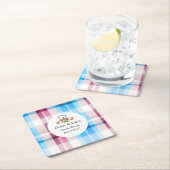 Cute Kawaii Baby-Q Gender Reveal Party スクエアペーパーコースター (インサイチュ)