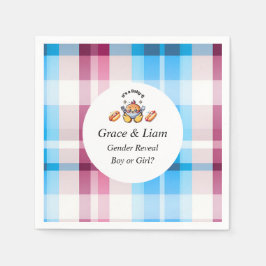 Cute Kawaii Baby-Q Gender Reveal Party スタンダードカクテルナプキン