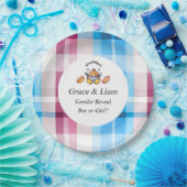 Cute Kawaii Baby-Q Gender Reveal Party ペーパープレート (パーティー)