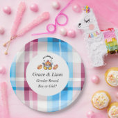 Cute Kawaii Baby-Q Gender Reveal Party ペーパープレート (パーティー)