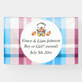 Cute Kawaii Baby-Q Gender Reveal Party 横断幕 (横)