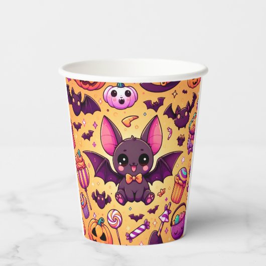 Cute kawaii bat candy halloween 紙コップ (裏面)