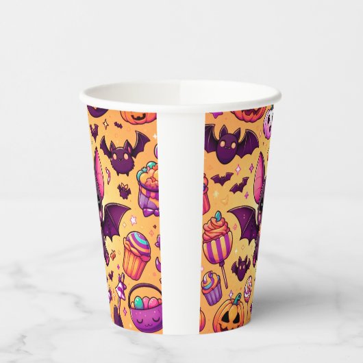 Cute kawaii bat candy halloween 紙コップ (左)