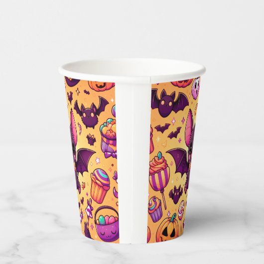 Cute kawaii bat candy halloween 紙コップ (右)