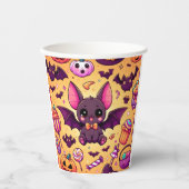 Cute kawaii bat candy halloween 紙コップ (正面)