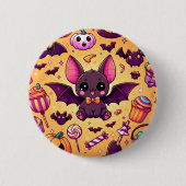 Cute kawaii bat candy halloween 缶バッジ (正面)