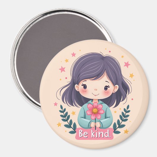 Cute Kawaii "Be Kind" Illustration マグネット (正面/裏面)
